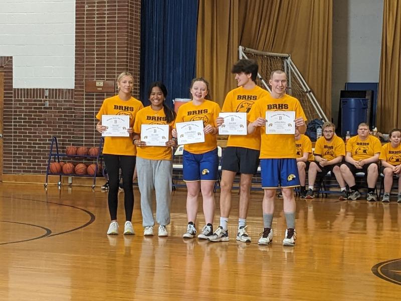 Seniors honored at Unified Basketball season finale. CANDI JONETH/Boothbay Register