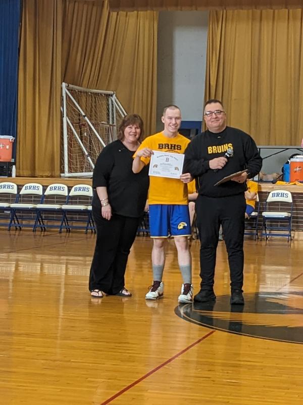 Senior Matthias Fanslau is recognized with a certificate. CANDI JONETH/Boothbay Register
