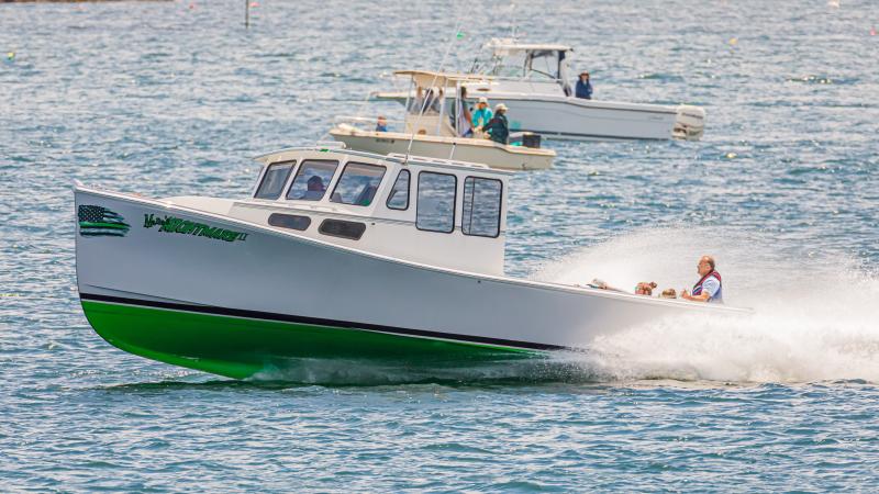 The Fastest Working Lobster Boat, Maria’s Nightmare, with Jeremy Beal at 58.8mph. Mike Leonard photo