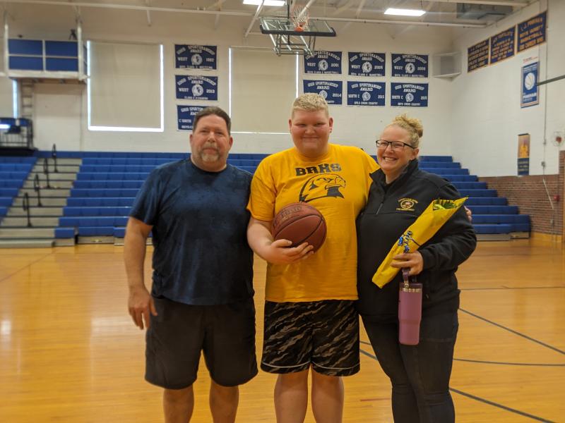 "Easy" Eddie Carpenter honored on senior day as Seahawks go on to crush Teachers in leisure play. CANDI JONETH/Boothbay Register CANDI JONETH/Boothbay Register