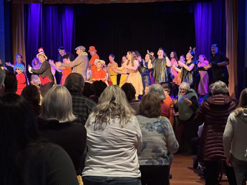 The cast and audience dancing to "Green Eggs and Ham" to end the afternoon. LISA KRISTOFF/Boothbay Register LISA KRISTOFF/Boothbay Register