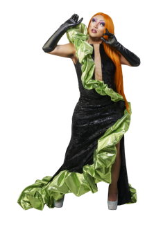 Chartreuse Money (She/they) has been performing their whole life, and doing drag since 2018. A “self-proclaimed drag queen” according to News 8 WMTW, Chartreuse has worked and performed at RuPaul’s Drag Con NYC, performed alongside Miz Cracker (RuPauls Drag Race Season 10 and All Stars 5), Mateo Lane (Netflix, HBO, Comedy Central) and even secured her own comedy drag show at Stand Up! NY, though the show never happened due to Covid-19.
Chartreuse was nominated for Best Drag Performer for the 2019 and 2021 Portland Old Port Awards, competed in Top 6 in Miss Blackstones Pageant at Port City Music Hall, and has worked closely with Equality Maine. She is known for her work with children, most notably through Portland Stage Company (Play Me A Story), Drag Queen Story Time, and through her work with the New Leaders Project with EQME. She is the producer and host of her own show, The Char Ball at Portland House of Music, and is an advocate for inclusive performance spaces and opportunities for all queer artists. Chartreuse Money