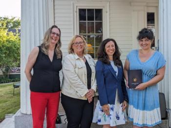 From left, Maine State Librarian Lori Fisher, State Rep. Holly Stover, State Office Representative for Sen. Susan Collins Allyson Cavaretta, and BHML Executive Director Joanna Breen. CANDI JONETH/Boothbay Register
