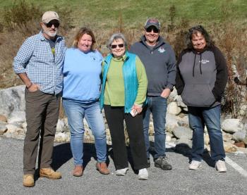 Dick Rogers from Gardiner, left, came down to help load the truck. Also pictured are Jen Mitchell, Tancy Mitchell, Russ Pinkham and Paula Reny. STEVE EDWARDS/Boothbay Register Crew
