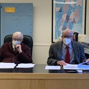Hamilton Meserve, right, succeeds William Blodgett, left, as the new Lincoln County commissioners chairman. BILL PEARSON/Boothbay Register