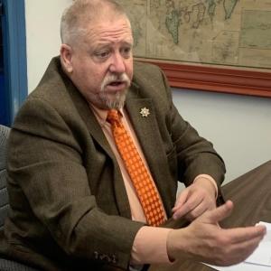 Sheriff Todd Brackett talks to commissioners Dec. 6. BILL PEARSON/Boothbay Register