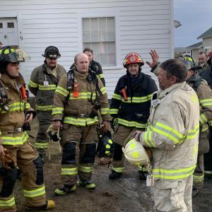Boothbay Harbor Fire Chief Nick Upham talks to the firefighters during the training session. KEVIN BURNHAM/Boothbay Register